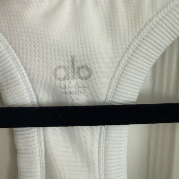ALO Yoga White Ribbed Racerback Tank Top - Picture 2 of 4